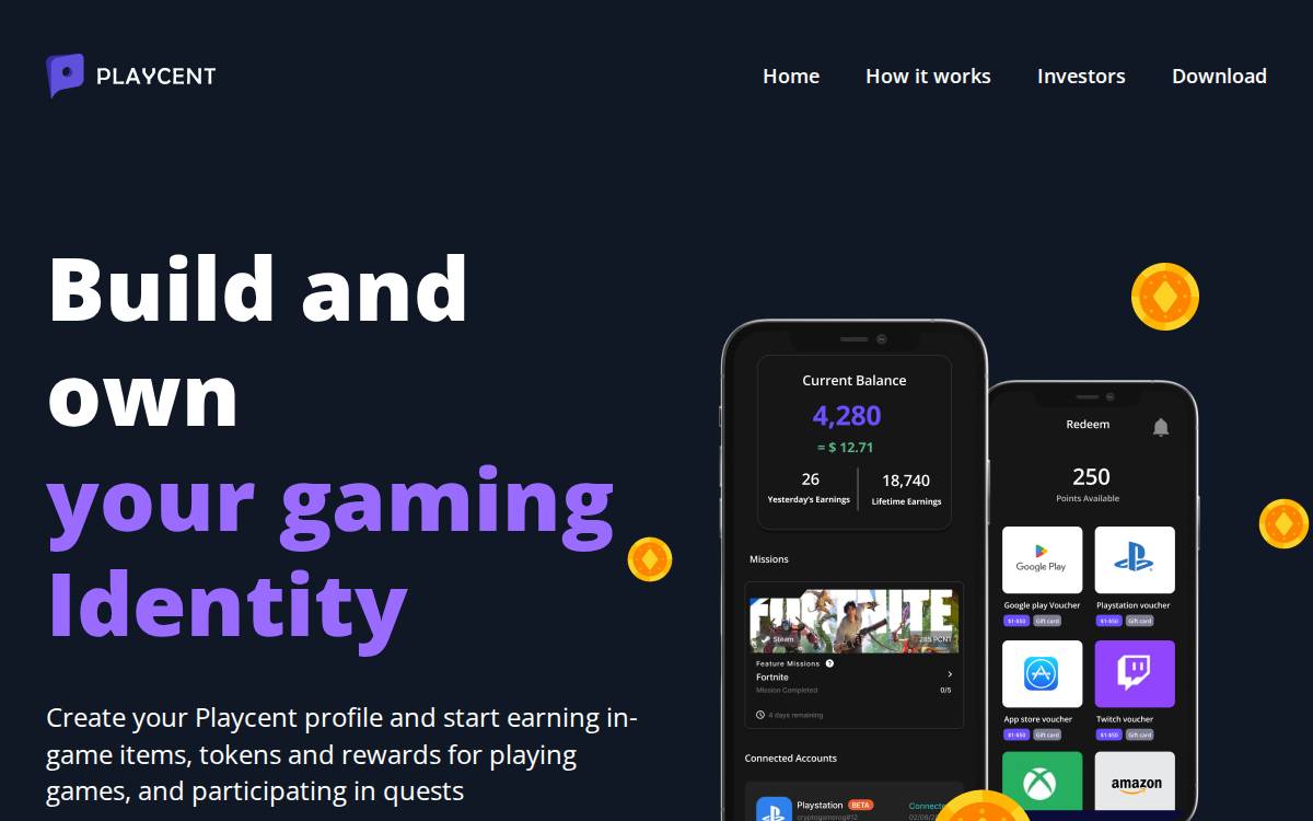 Playcent website preview