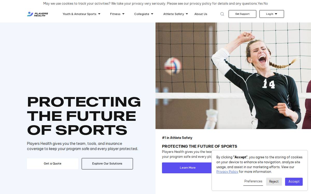 Player's Health website preview
