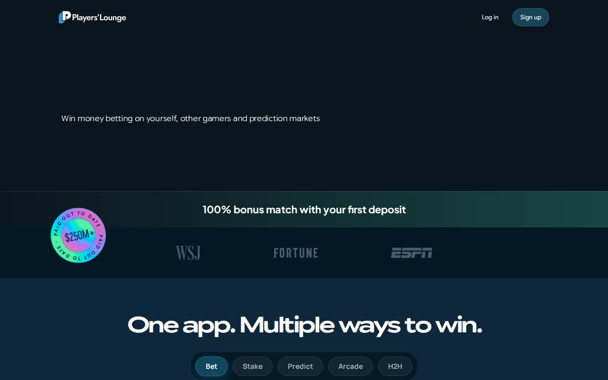 Players Lounge website preview