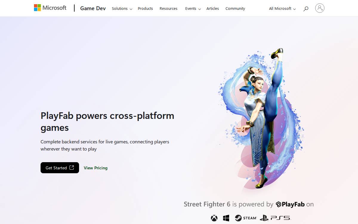 Playfab website preview