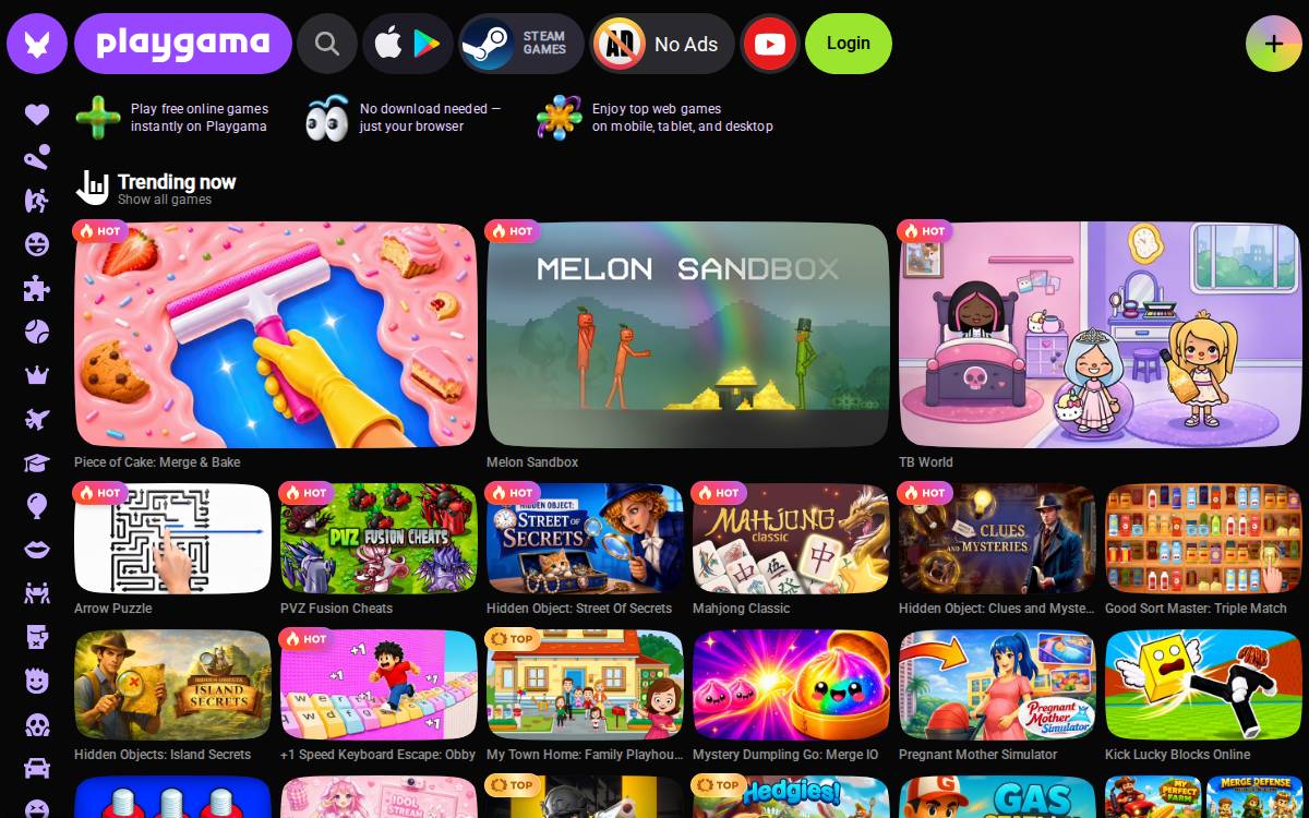 Playgama website preview