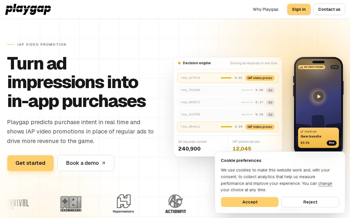 Playgap website preview