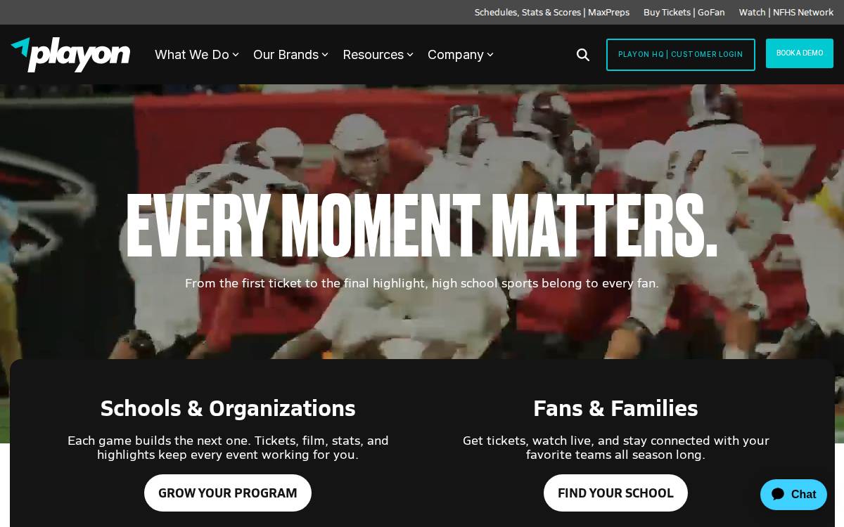 PlayOn! Sports website preview