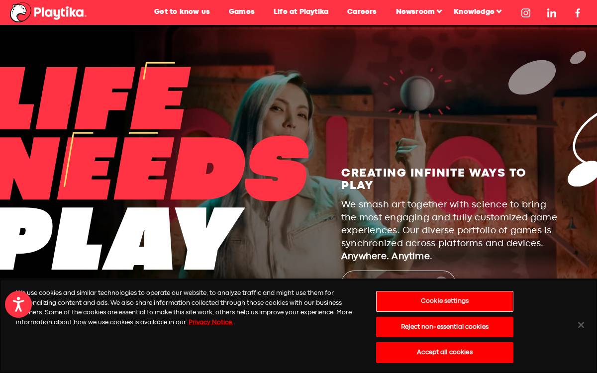 Playtika website preview