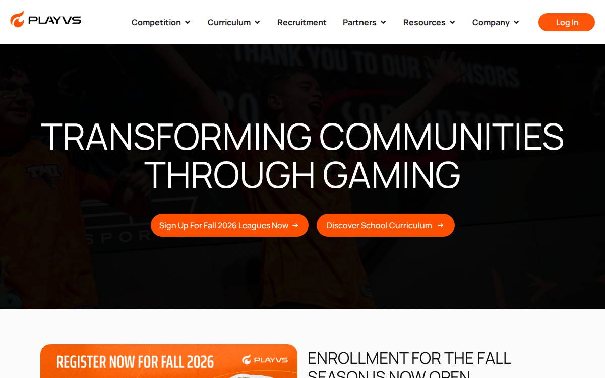 PlayVS website preview