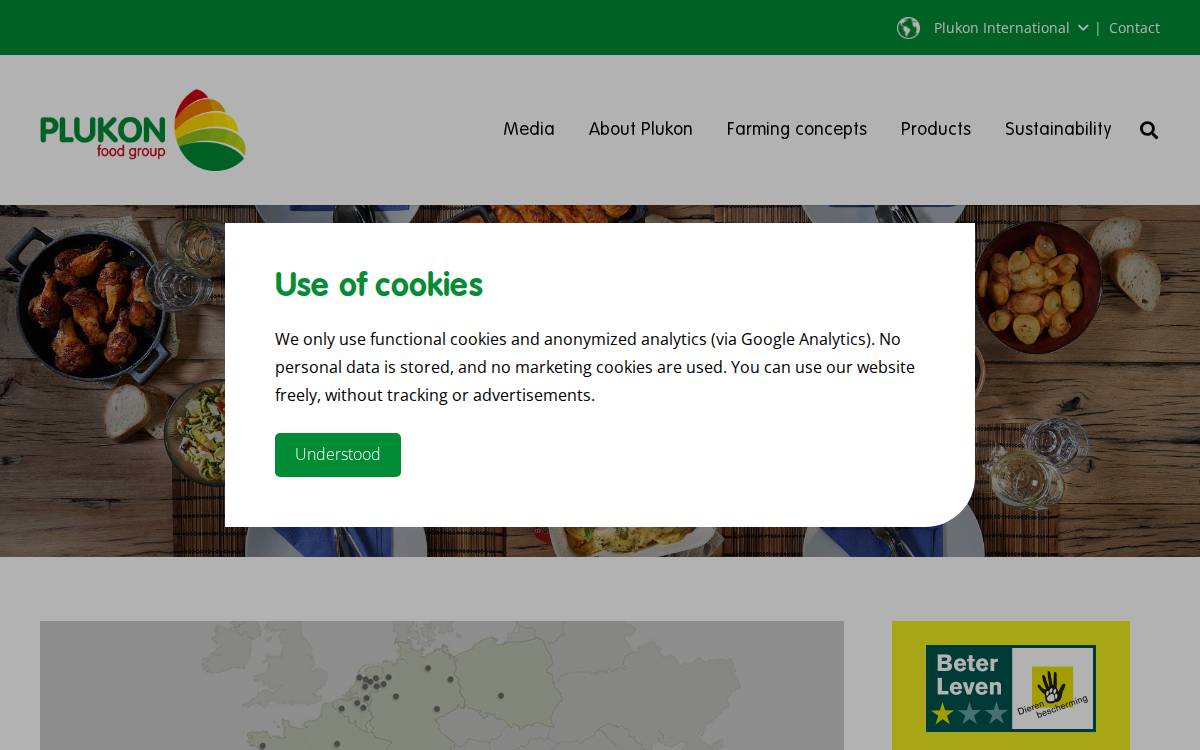 Plukon Food Group website preview