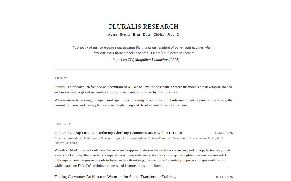 Pluralis Research website preview