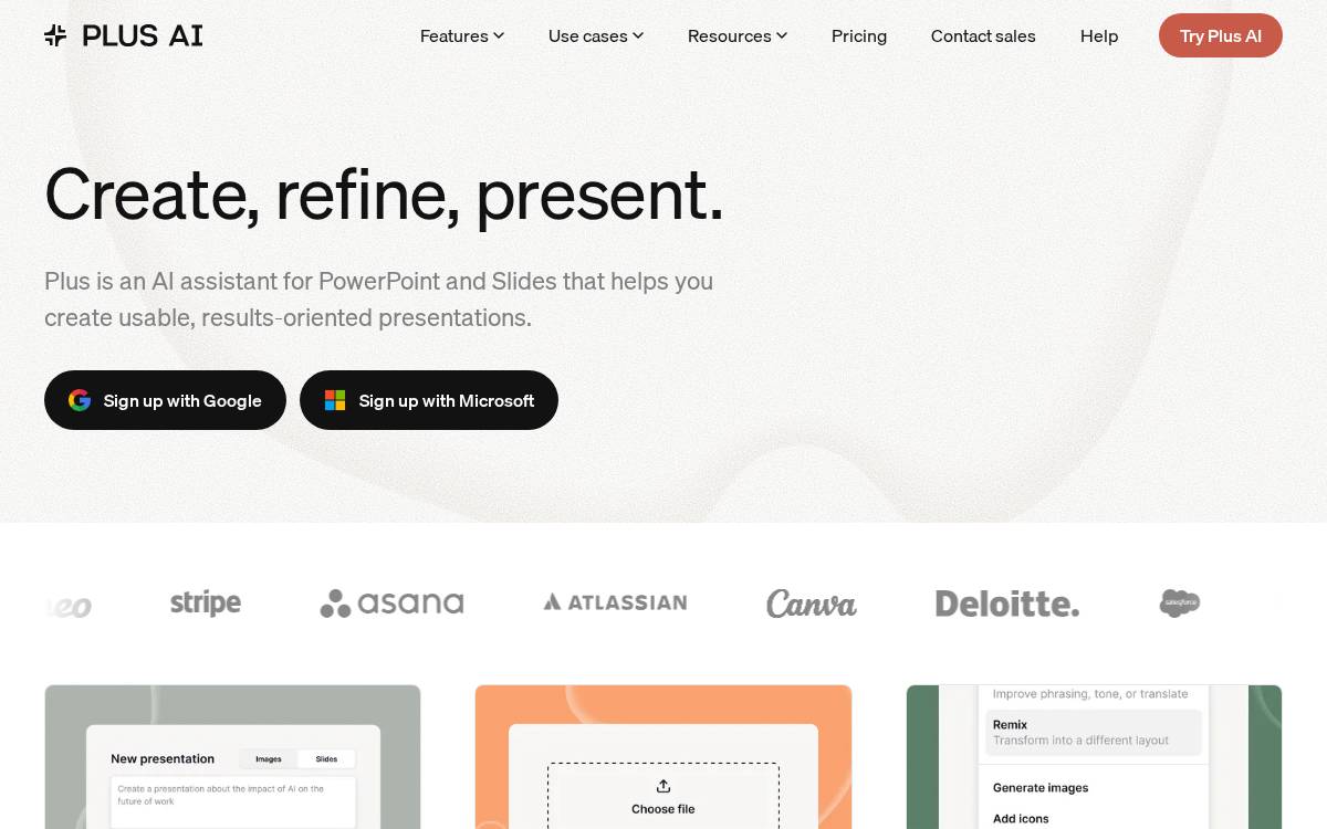 Plus AI website preview
