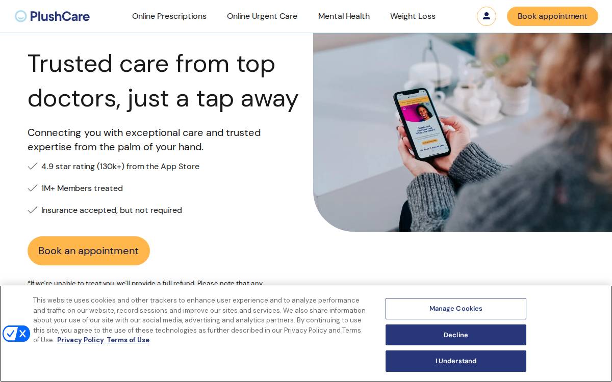 PlushCare website preview