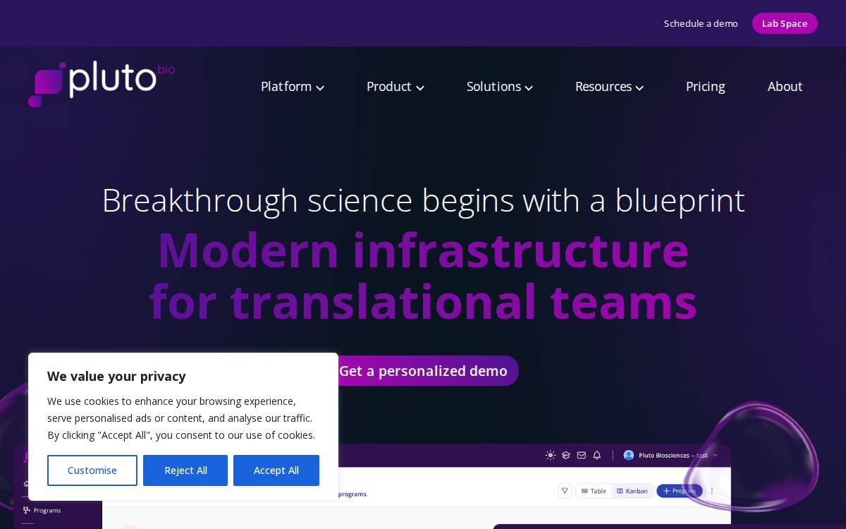 Pluto website preview