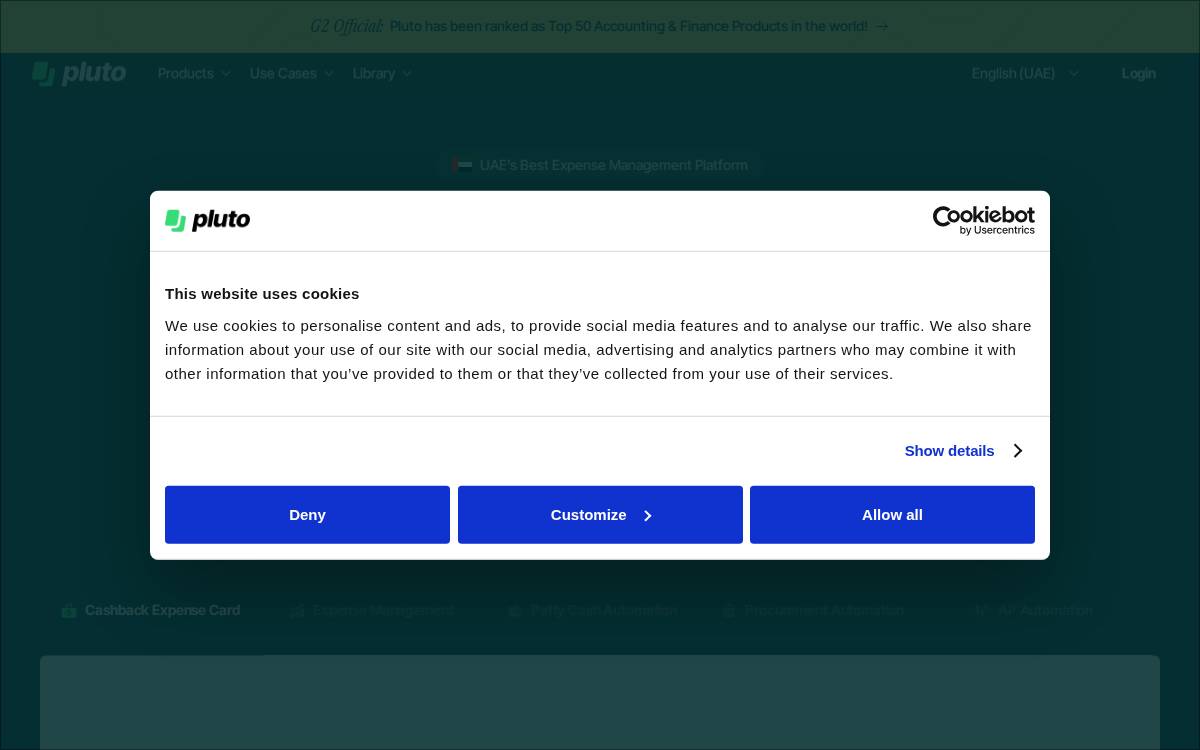 Pluto Card website preview