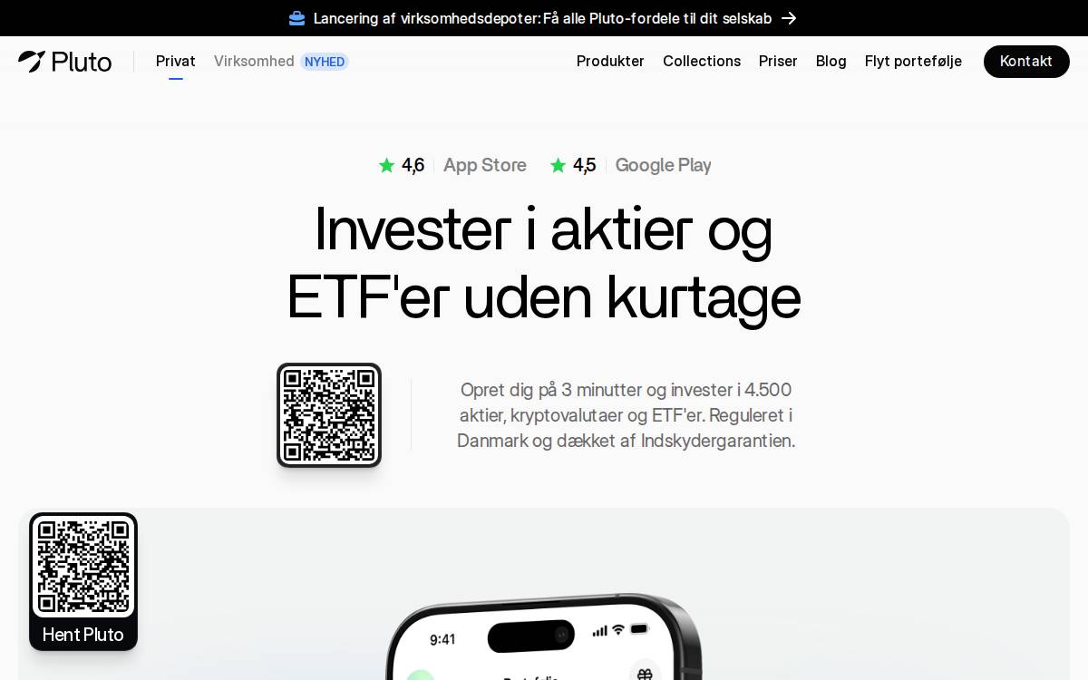 Pluto.markets website preview