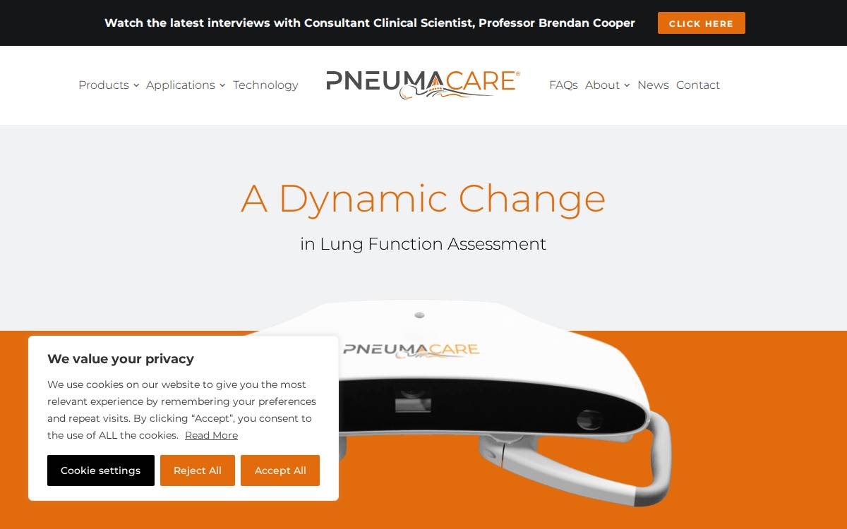 PneumaCare website preview