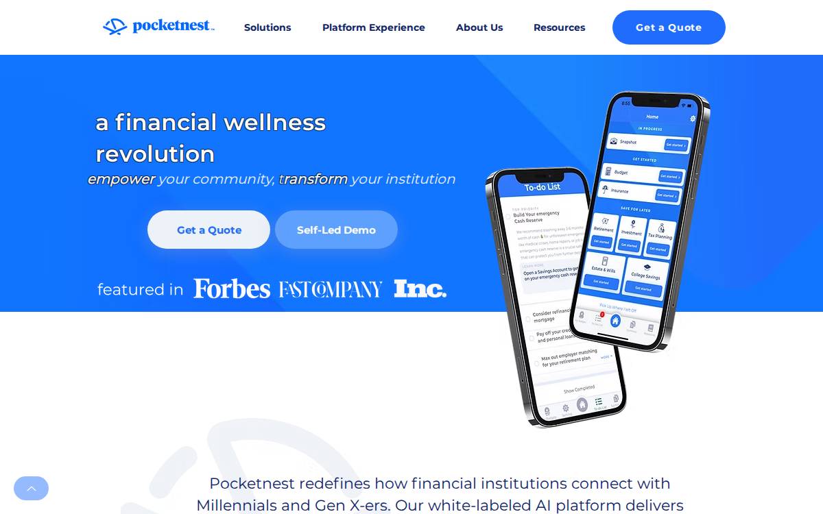 Pocketnest website preview