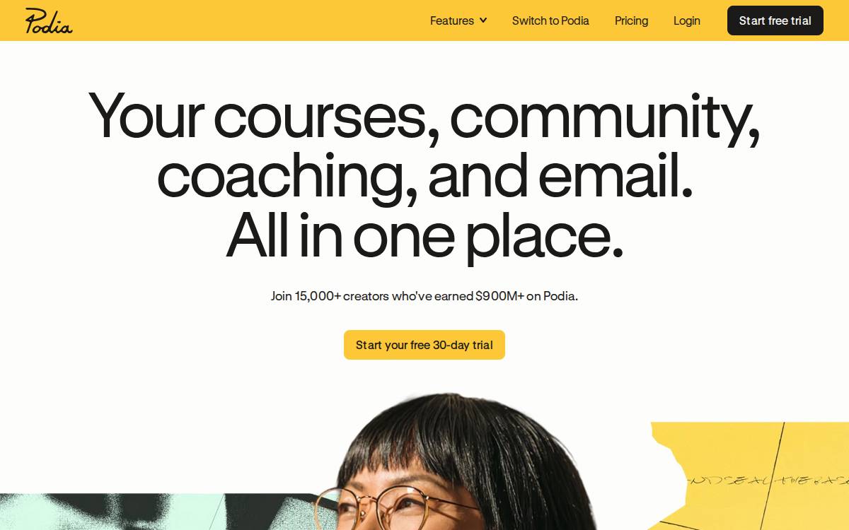 Podia website preview