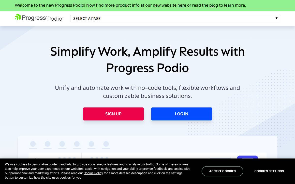 Podio website preview