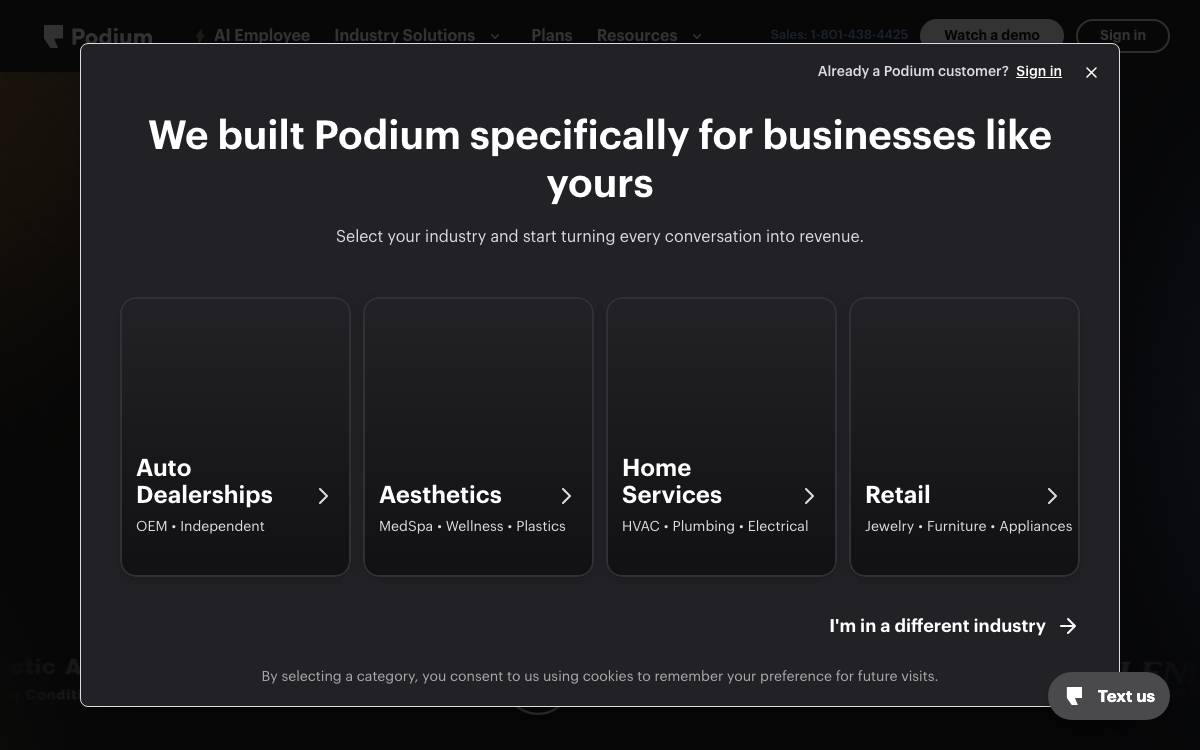 Podium website preview