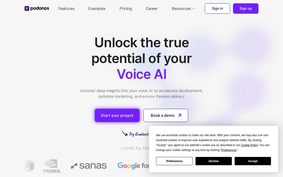 Podonos website preview