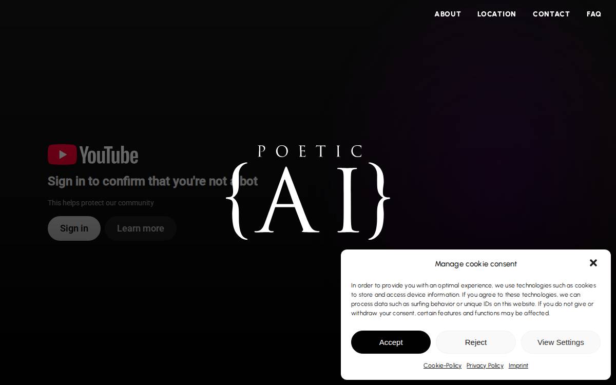 Poetic Ai website preview