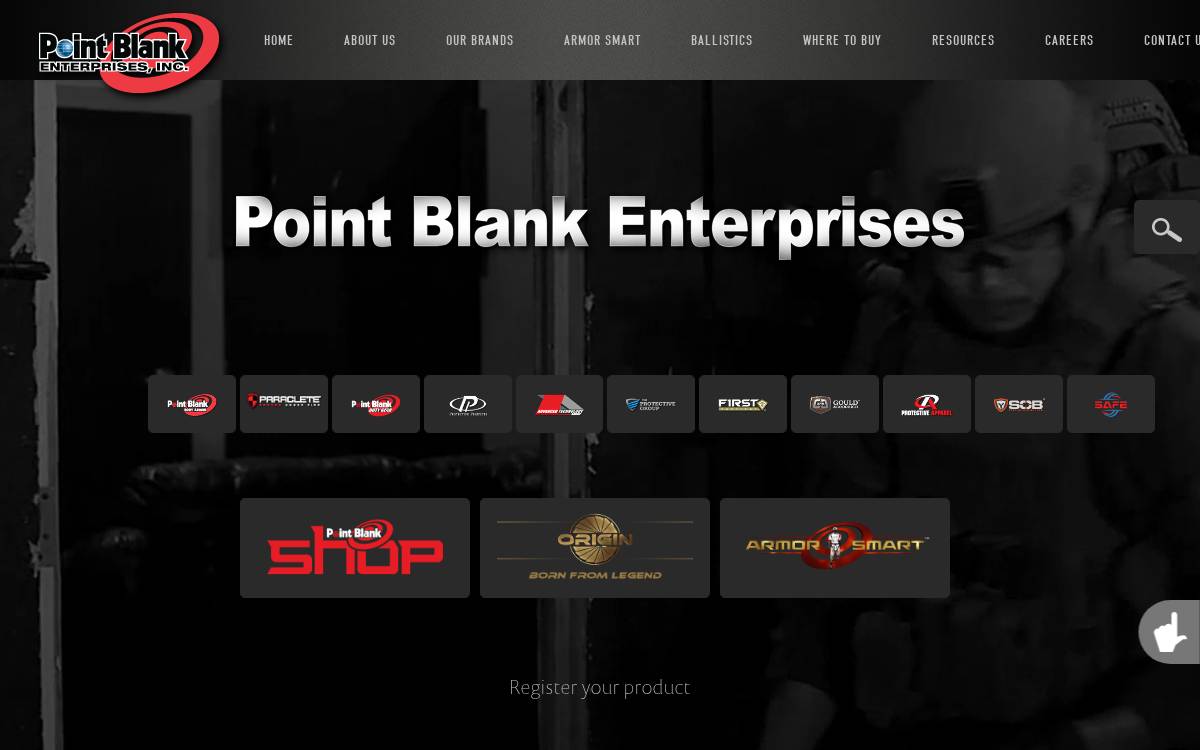 Point Blank Enterprises website preview