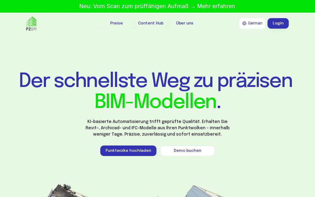 Points2BIM website preview