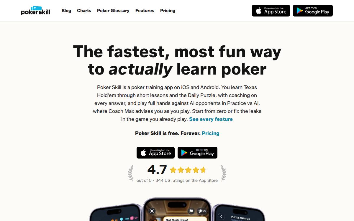 Poker Skill website preview