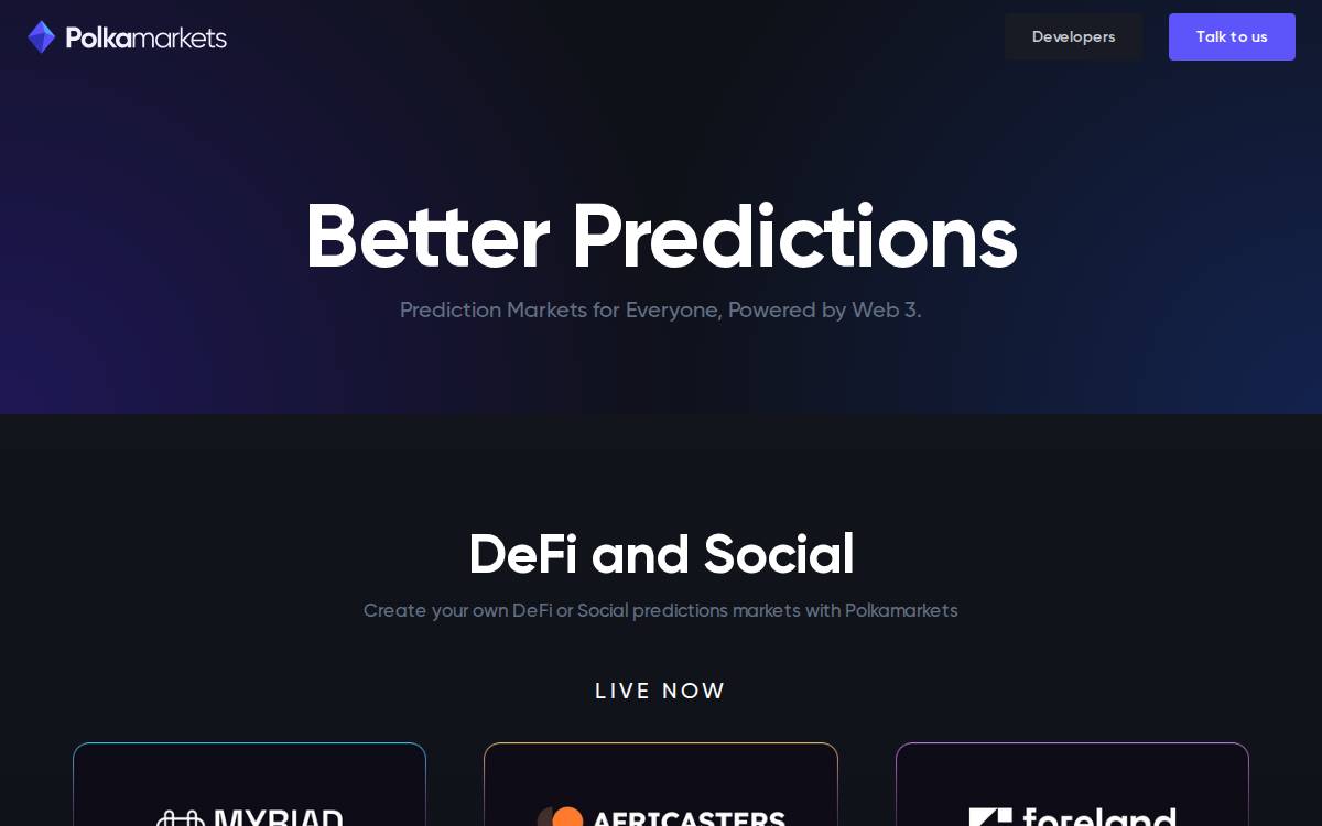 Polkamarkets website preview