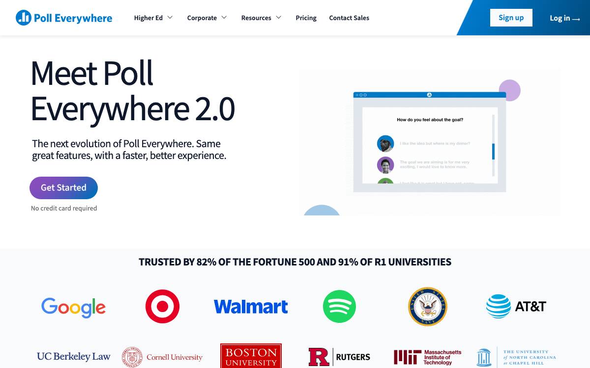 Poll Everywhere website preview