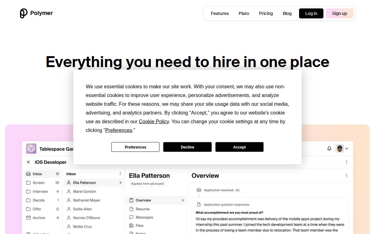 Polymer website preview