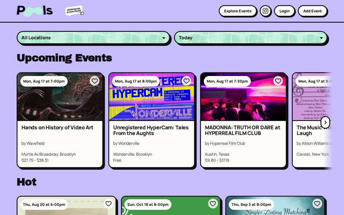 Pools (fka Withfriends) website preview