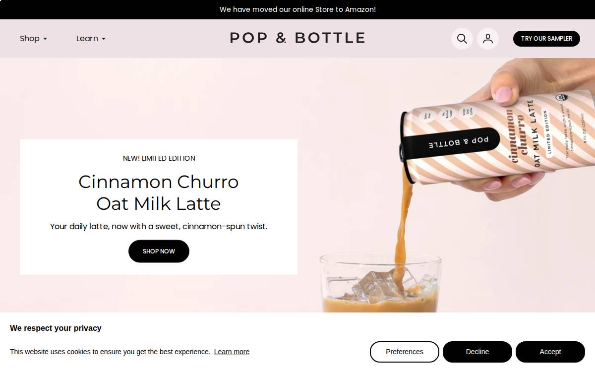 Popandbottle website preview