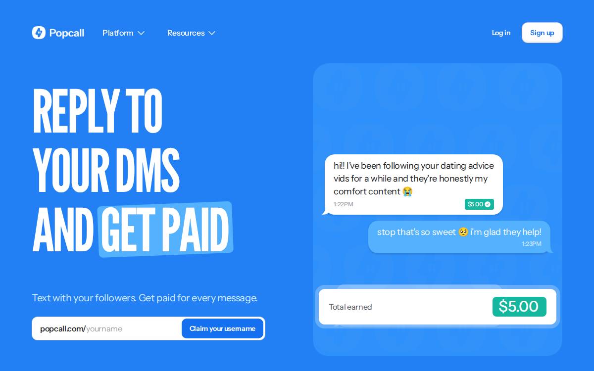 Popcall website preview