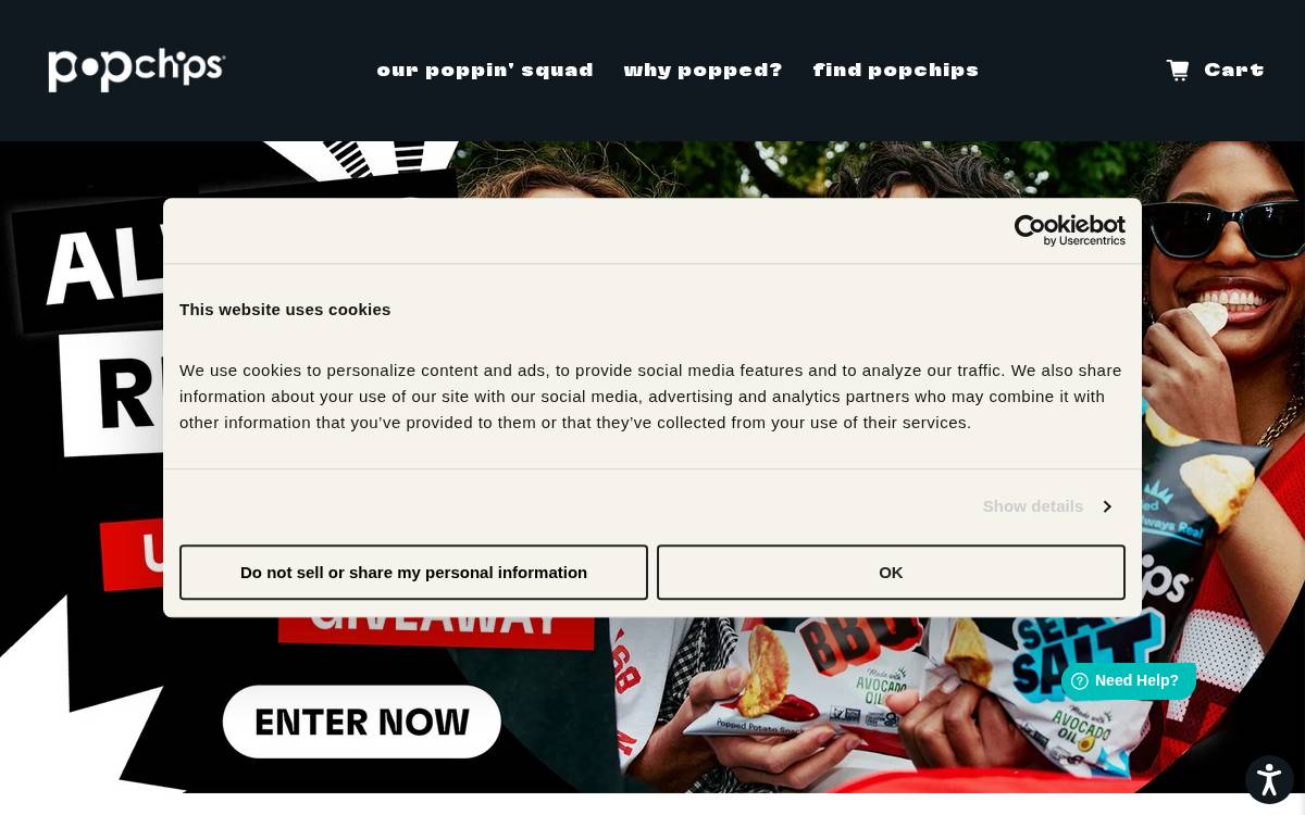 Popchips website preview