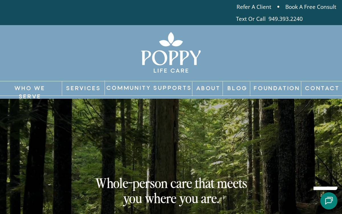 Poppy Life Care website preview