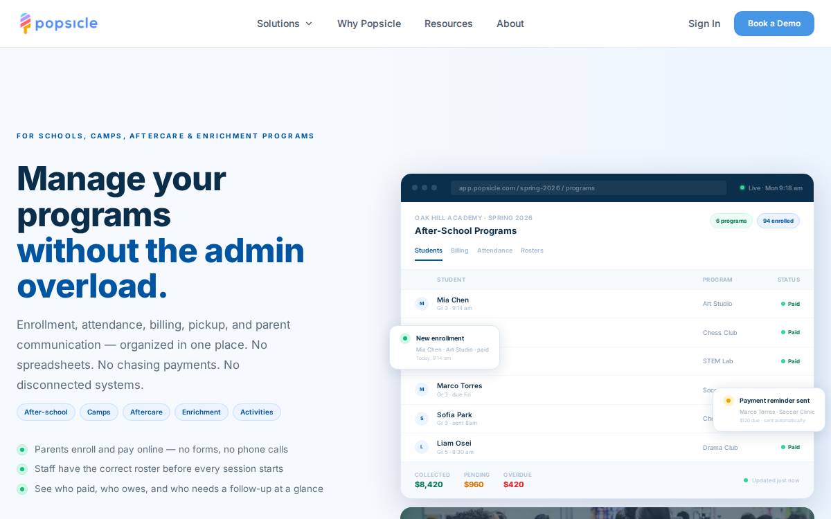 Popsicle website preview