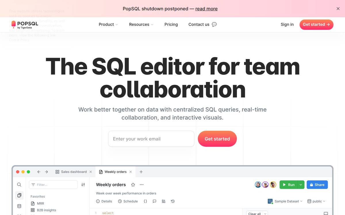 PopSQL website preview
