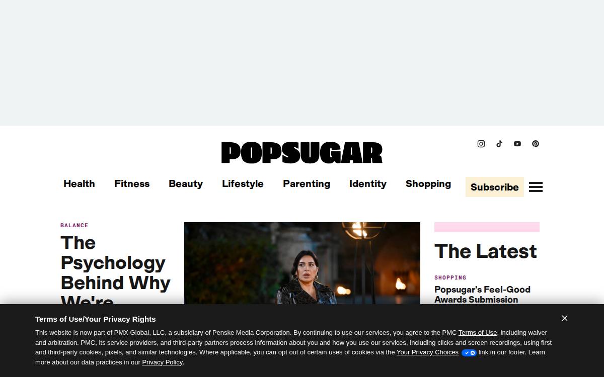 Popsugar website preview