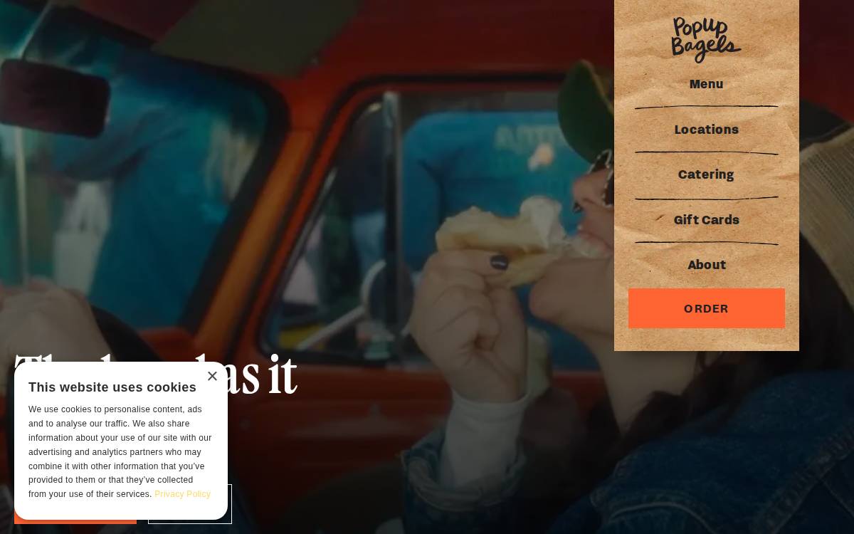 PopUp Bagels website preview