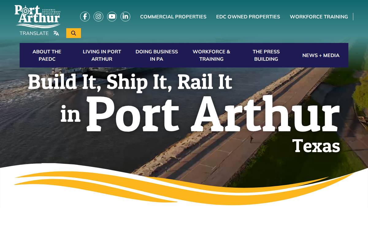 Port Arthur Economic Development Corporation website preview