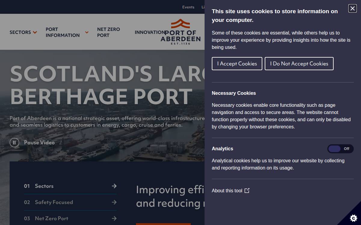 Port of Aberdeen website preview