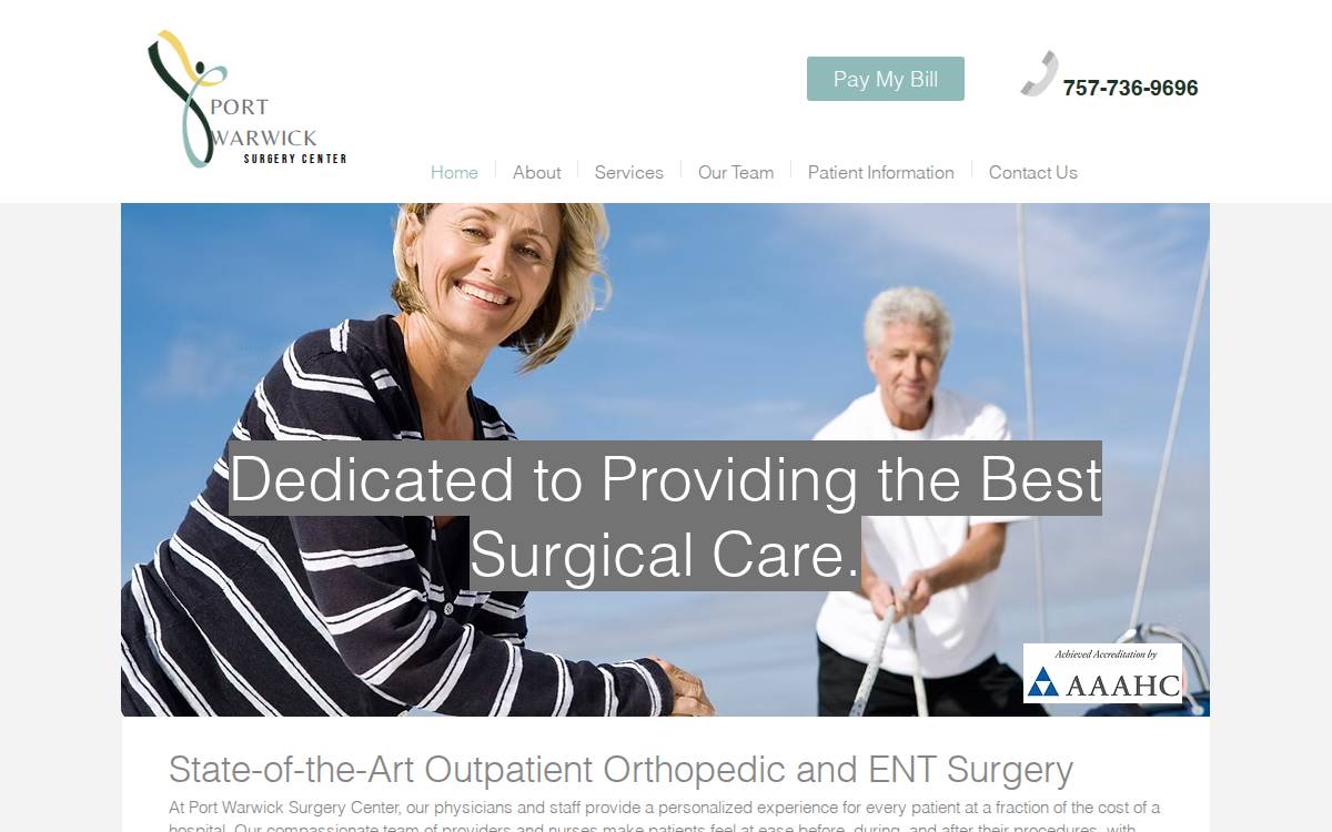 Port Warwick Surgery Center website preview