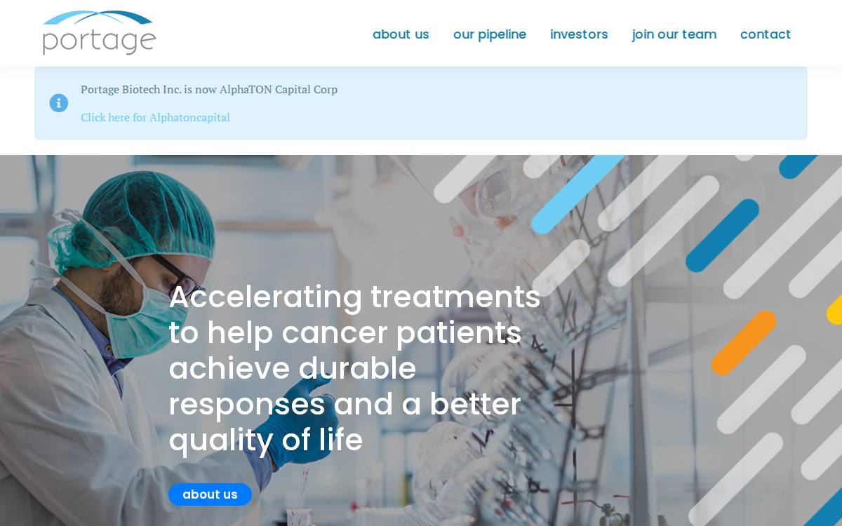 Portage Biotech website preview