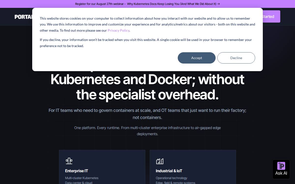 Portainer website preview