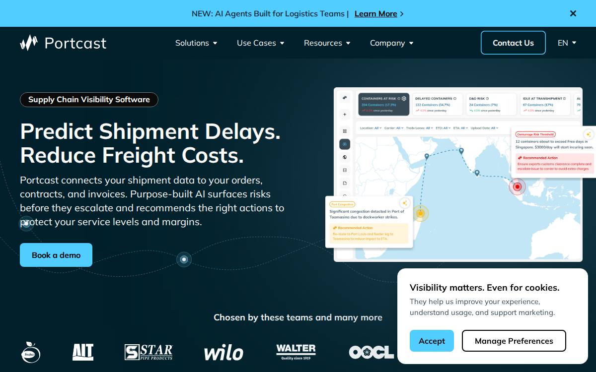 Portcast website preview