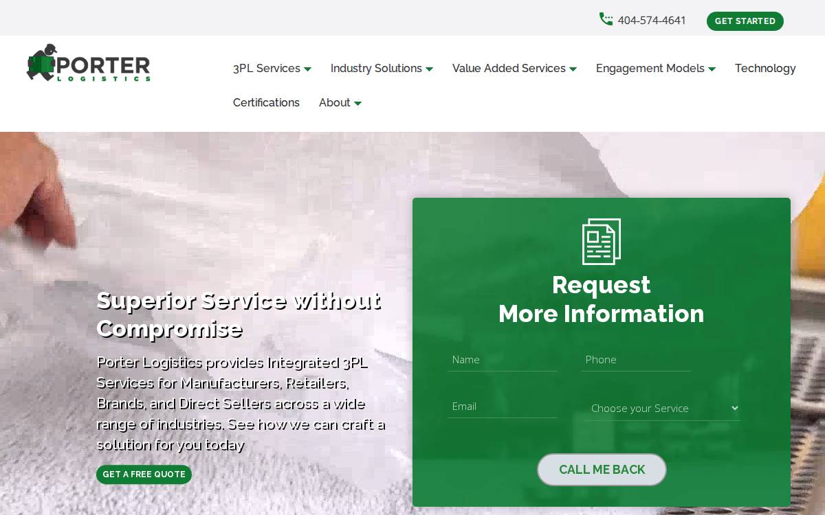 Porter Logistics website preview