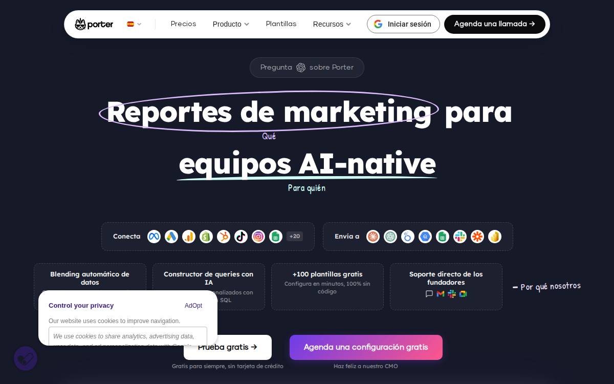 Porter Metrics website preview