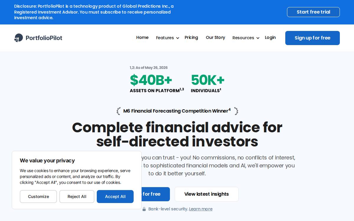 PortfolioPilot website preview