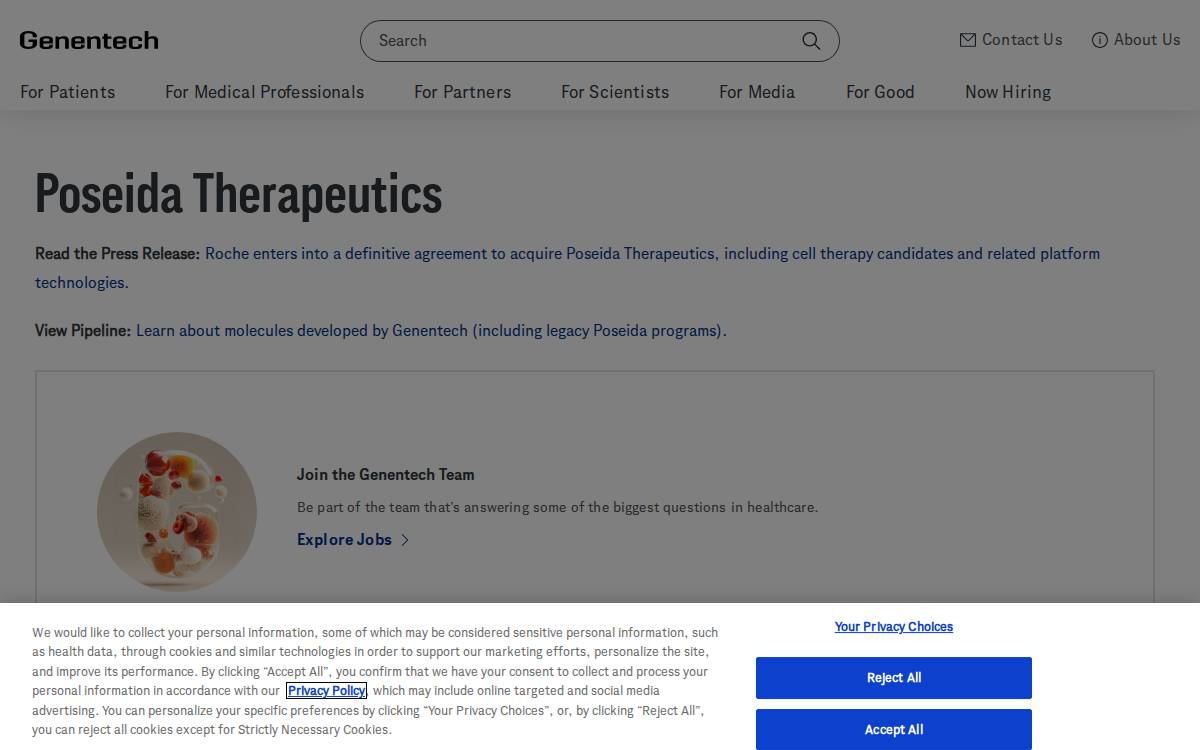 Poseida Therapeutics website preview
