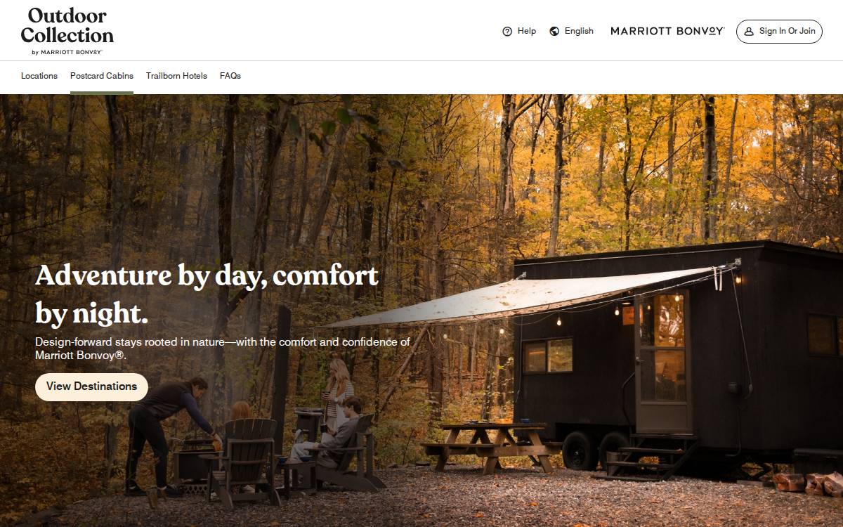 Postcard Cabins website preview