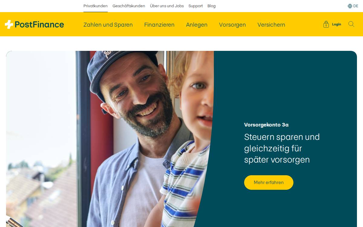 PostFinance website preview